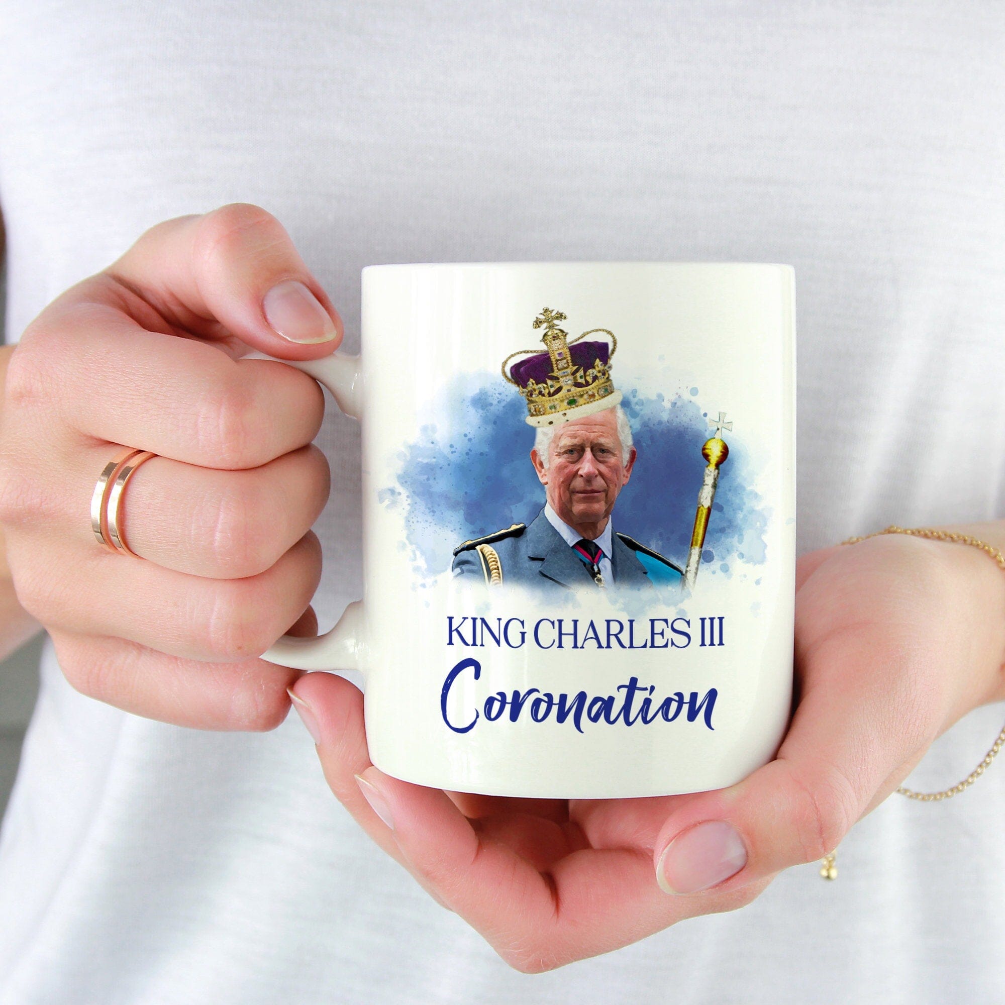 Funny King Charles III coronation mug with crown, God save the king