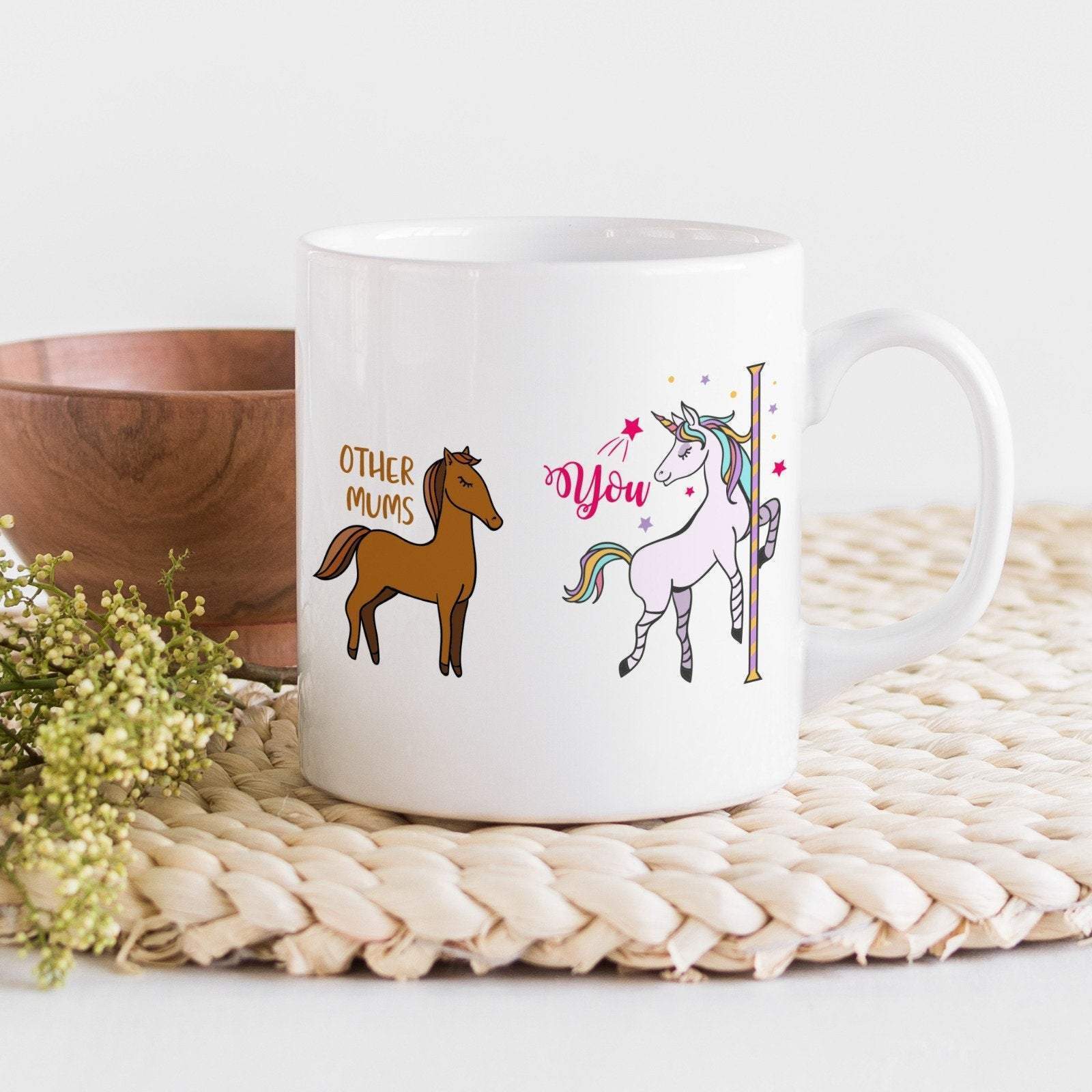 Funny mum mug with Horse & Unicorn, Cute gift for mum