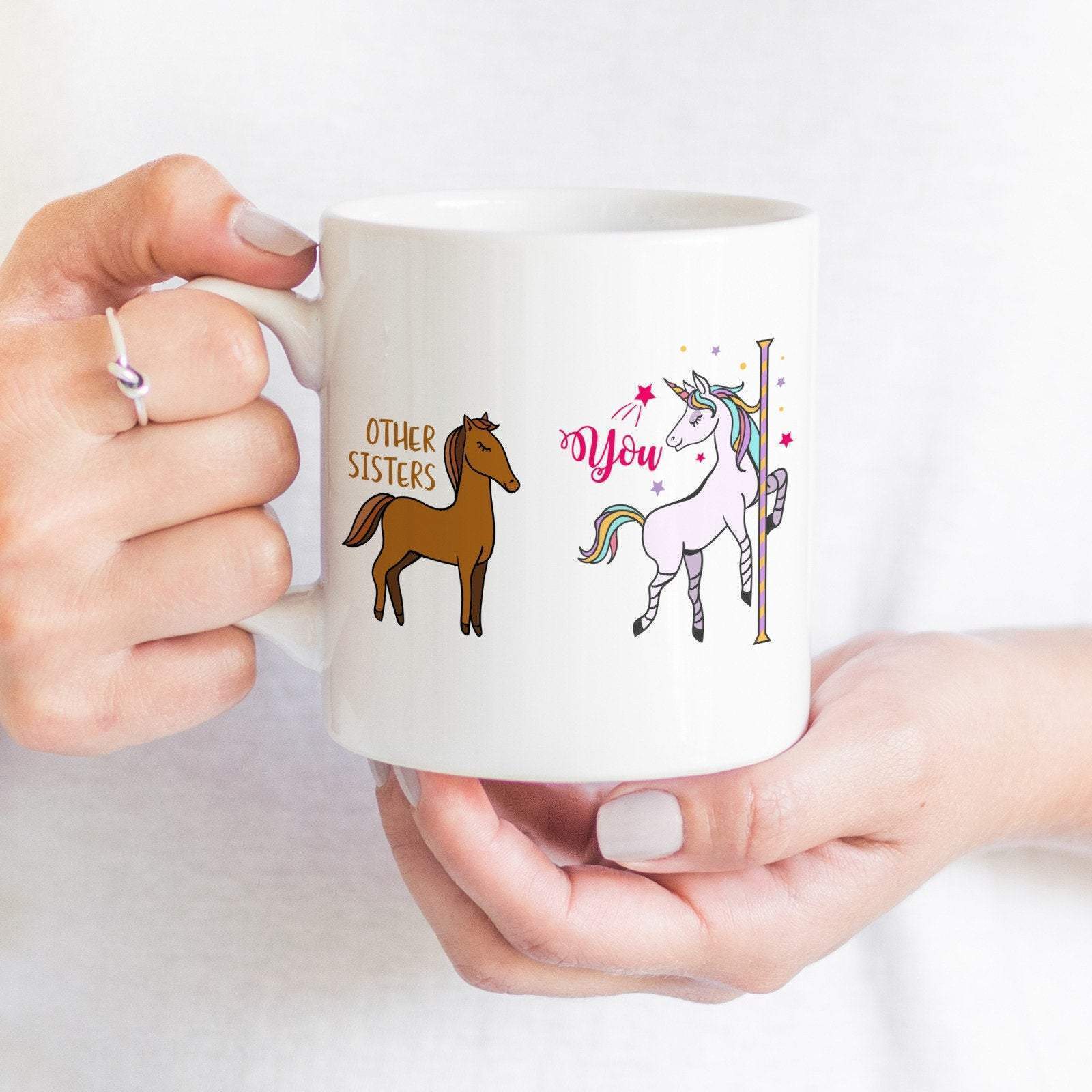 Funny sister Mug, Gift with horse and unicorn, Gift for sister