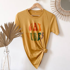 Gay Vibes Pride T-Shirt, Unisex Tee, Rainbow Heart Tee, Lgbtq+ Flag Tshirt