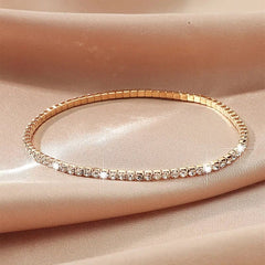 Geometric Elastic Rhinestone Bracelet, Fashion Jewellery, Everyday Bracelet, Gold Silver Colour Options SL7