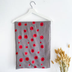 Gift For Grandma, Poppy Cotton Scarf In A Personalised Metal Gift Box, Floral Flower Present Idea