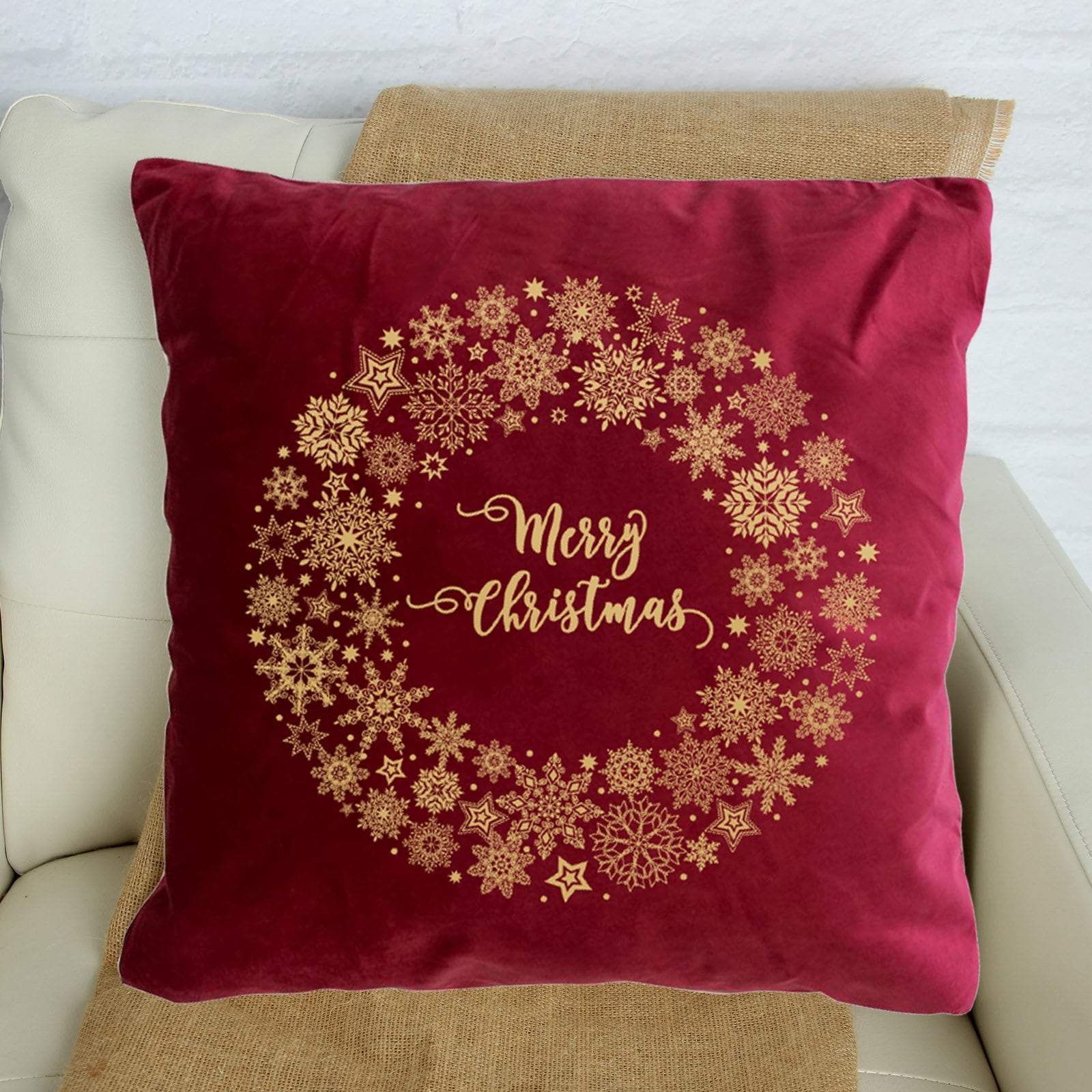 GOLD FOIL Merry Christmas luxury velvet Cushion, Christmas decor, 6 colours