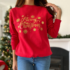 Gold Foil Merry Christmas sweatshirt Eco-sustainable Xmas Jumper adult and kids