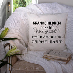 Grandchildren Make Life More Grand Cushion With Grandkids' Names