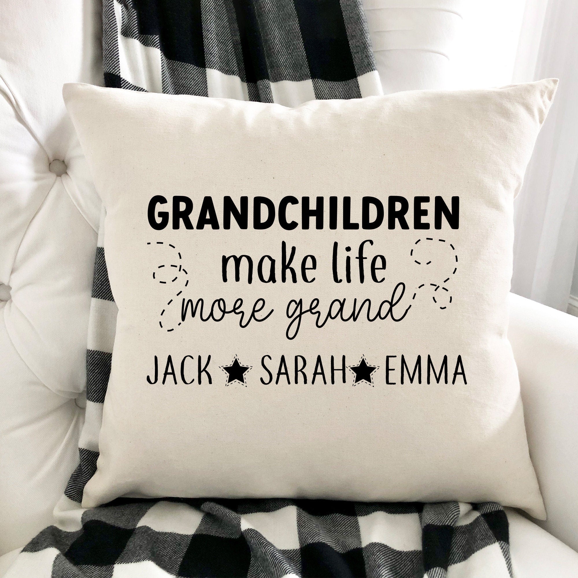 Grandchildren Make Life More Grand Cushion With Grandkids' Names