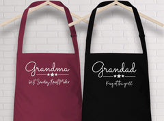 Grandma and grandad aprons with the best cooking apron, SET OF 2, Personalised Christmas gift