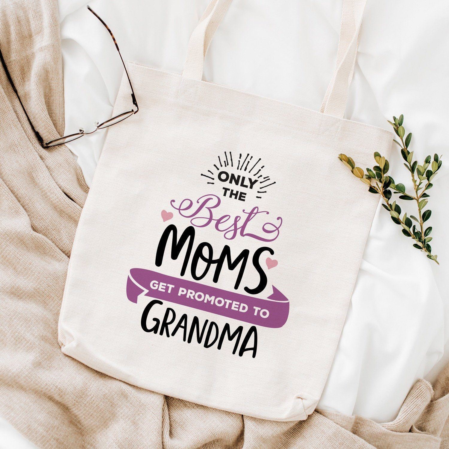 Grandma tote bag gift, Only the best moms get promoted to grandma, Shopping Bag