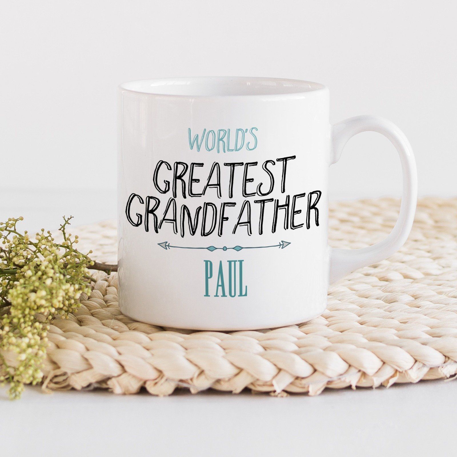 Grandpa Gift, Personalised world's greatest grandfather mug with name.
