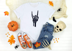 Halloween Costume, Skeleton Rocker Hand T-Shirt
