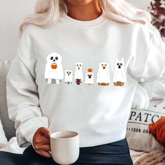 Halloween Sweatshirt, Dogs In Ghost Costumes, Funny Spooky Season Halloween Jumper