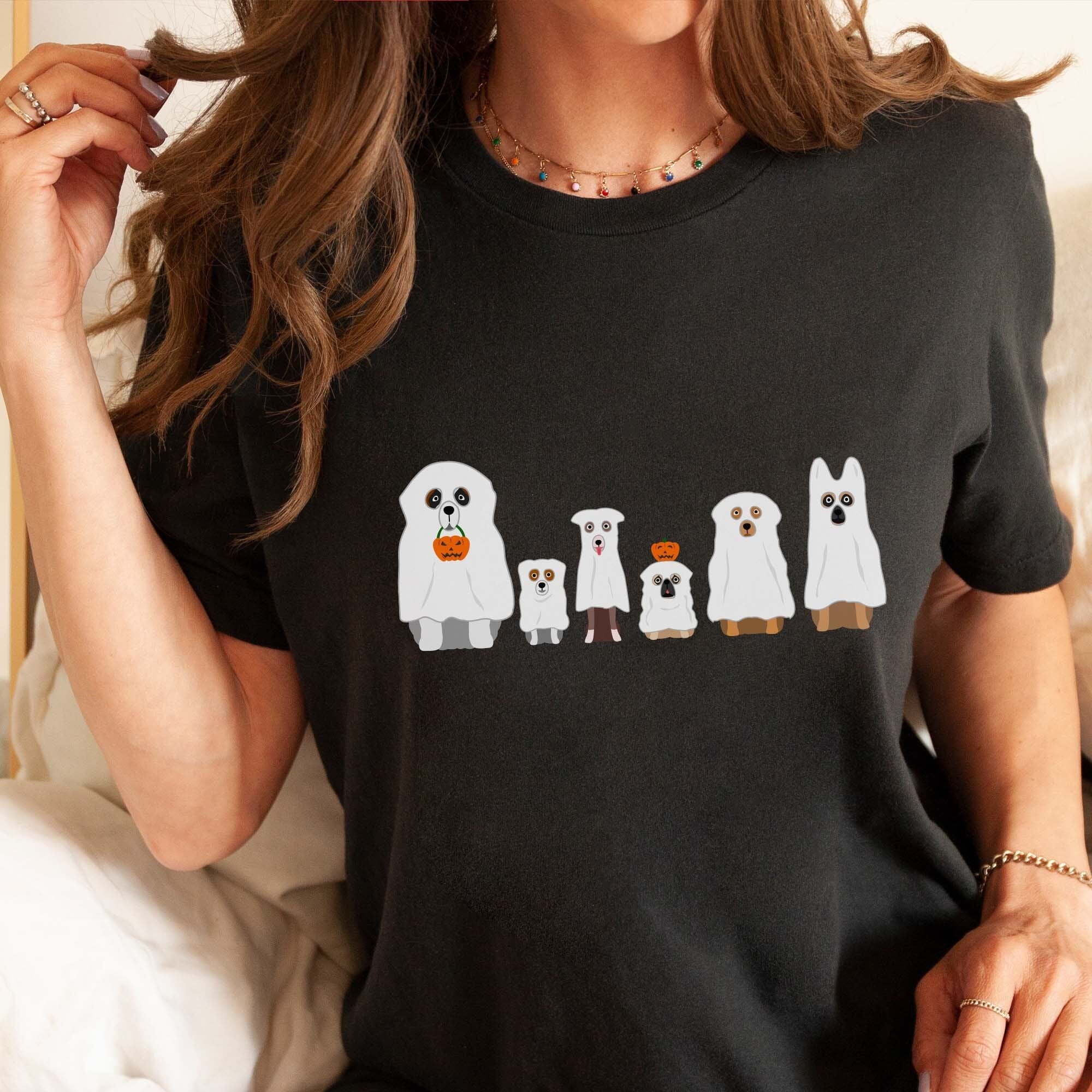 Halloween T Shirt Dogs Ghost Costumes Funny Spooky Season Halloween Tee