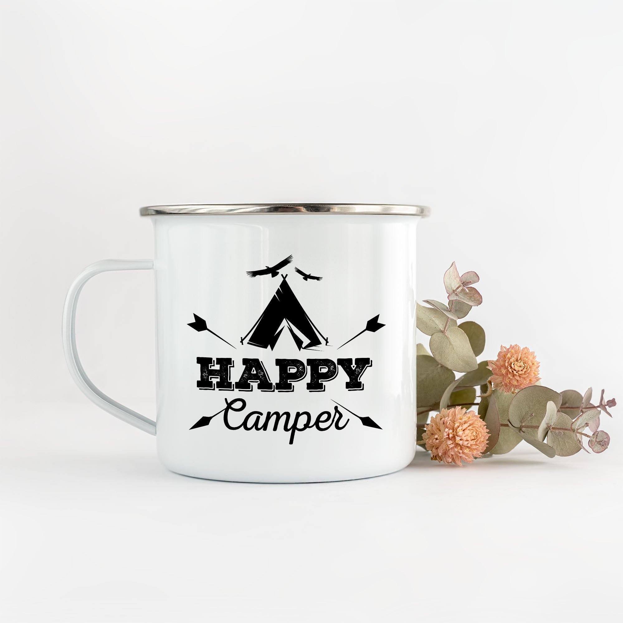 Happy camper mug, Camping gift, Let the adventure begin, Trailer Gift