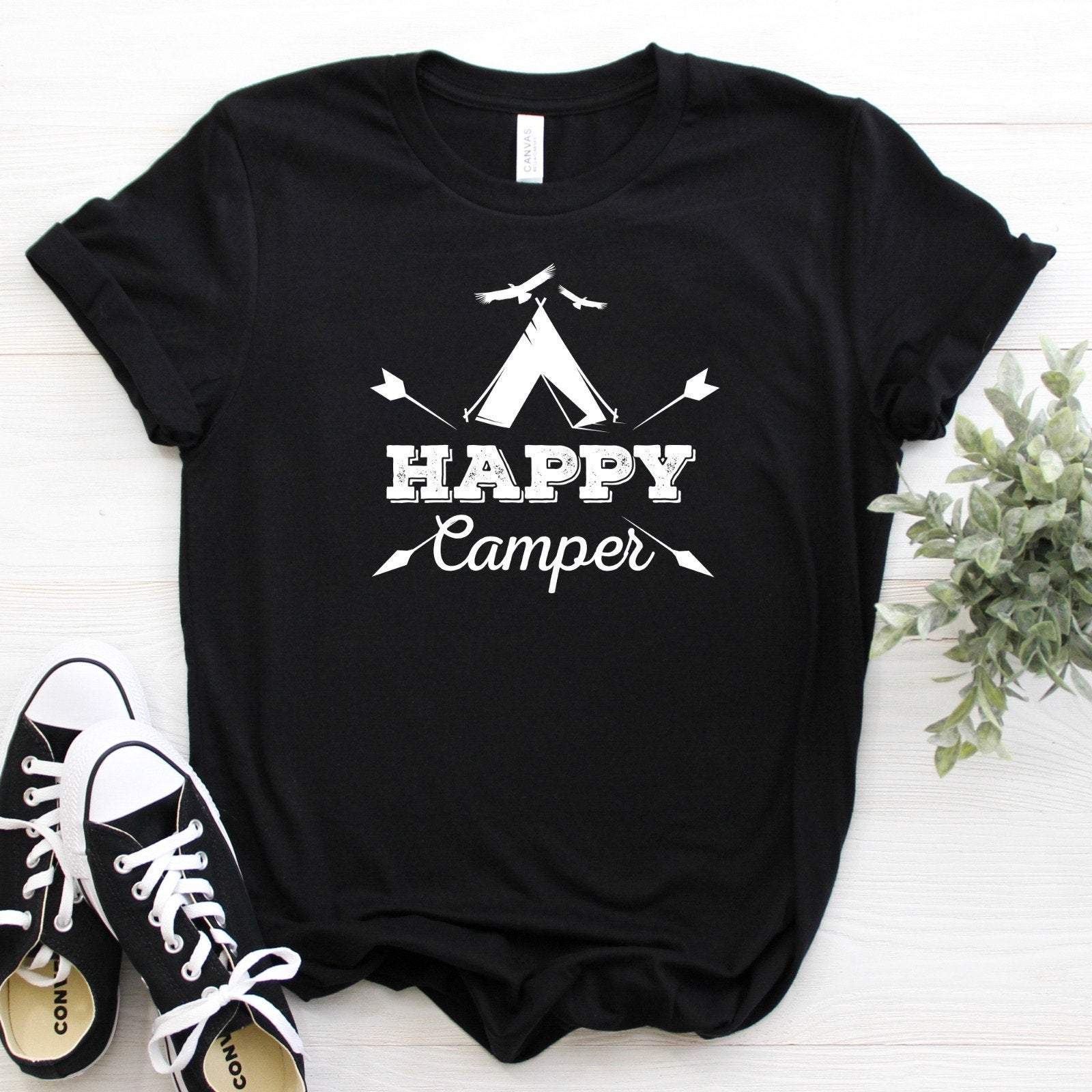 Happy camper T-shirt, Hiking Gift Shirt, Nature Lover Gift, Adventure Shirt
