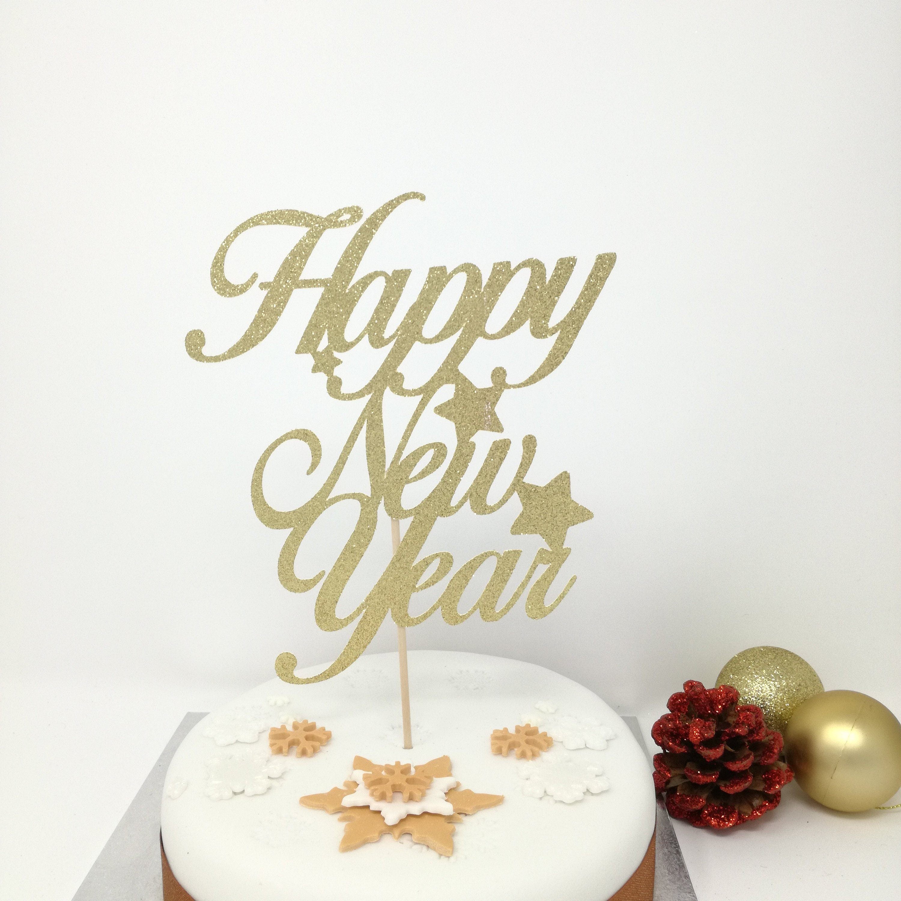 Happy New Year Cake Topper with Stars