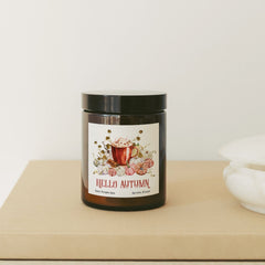 Hello Autumn Candle, Pumpkin Spice Scent, Cosy Autumn Gift, Autumn Home Decor, September Birthday Gift