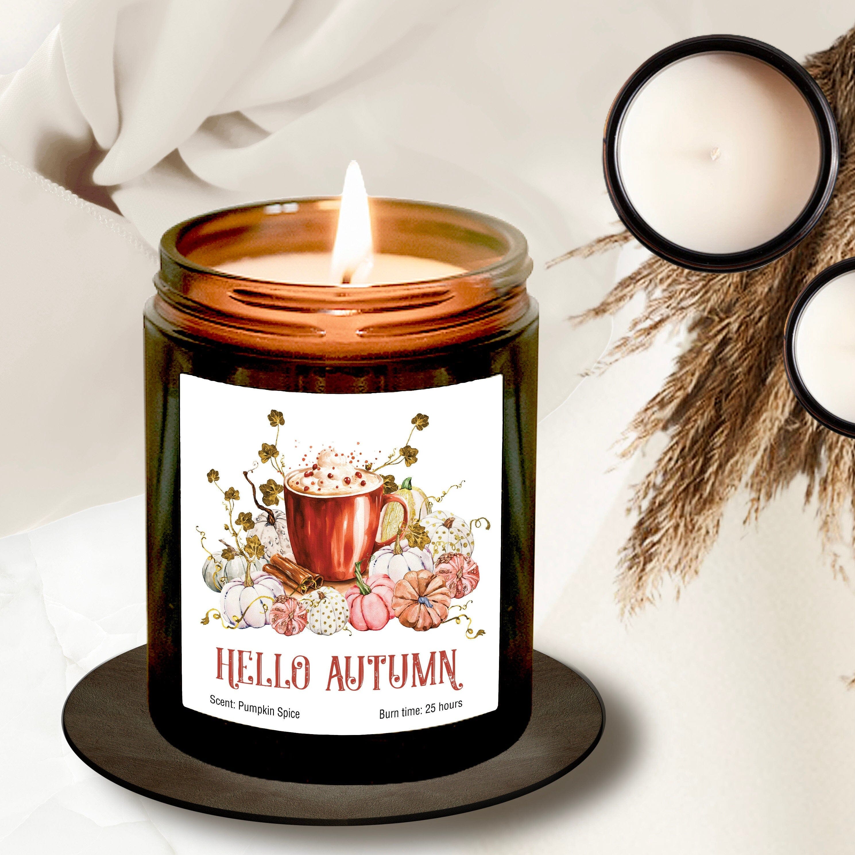 Hello Autumn Candle, Pumpkin Spice Scent, Cosy Autumn Gift, Autumn Home Decor, September Birthday Gift