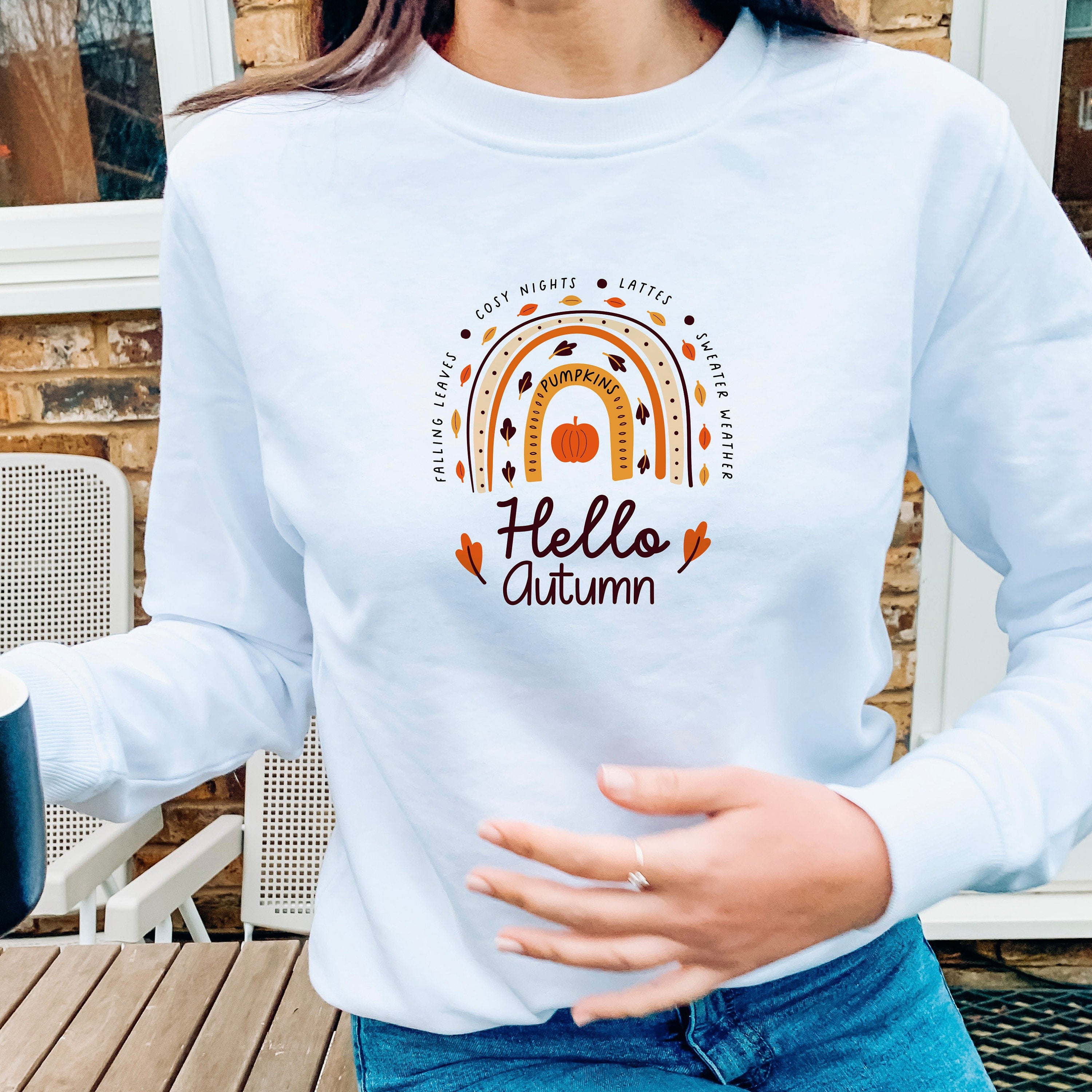 Hello Autumn Jumper, Autumn Sweatshirt, Gift For Her, Eco-Sustainable