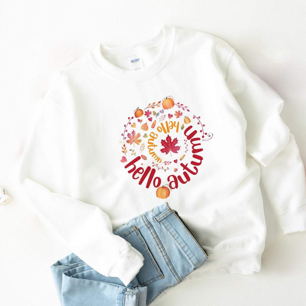 Hello autumn jumper, gift for her, fall sweatshirt