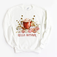 Hello Autumn Jumper, Pumpkin Spice Latte Autumn Leaves, Fall Autumn Love Sweatshirt