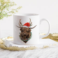 Highland Cow with Santa Hat Christmas Mug Xmas gift, Scottish gifts Stocking filler