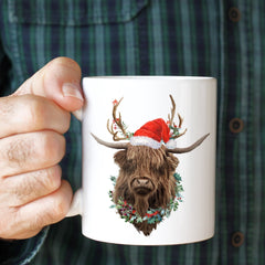 Highland Cow with Santa Hat Christmas Mug Xmas gift, Scottish gifts Stocking filler
