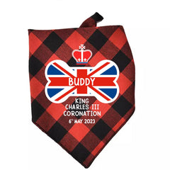 HM King Charles Coronation Triangle Dog Scarf, Coronation Bandanas for Pets, Dog Coronation Costume