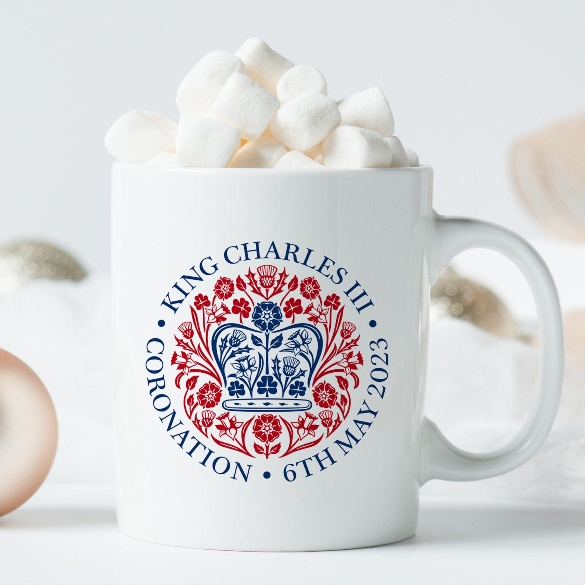 Hm King Charles Iii Coronation Official Emblem Mug, God Save The King, Celebration Gift For Her Him