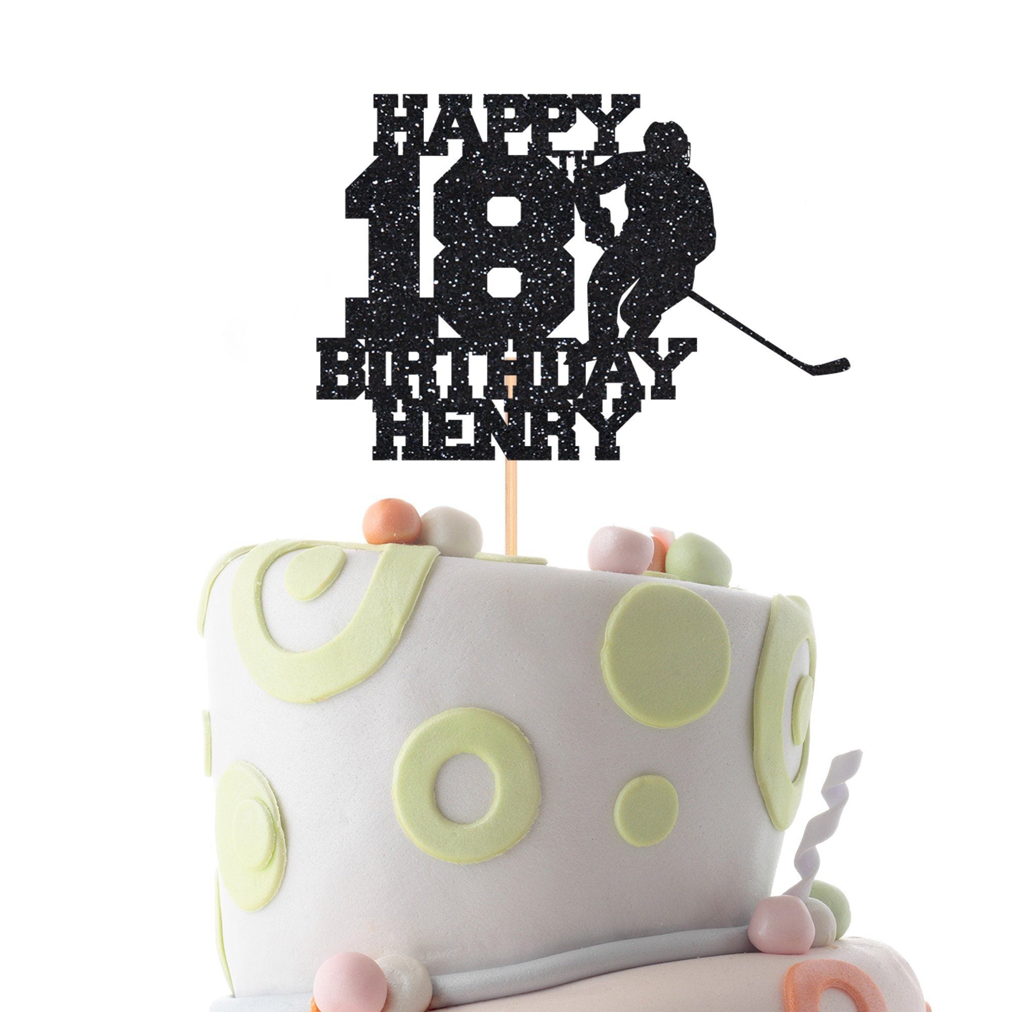 Hockey Birthday Cake Topper, Personalise Teenage, Kids, Adult Hockey Themed Cake Topper