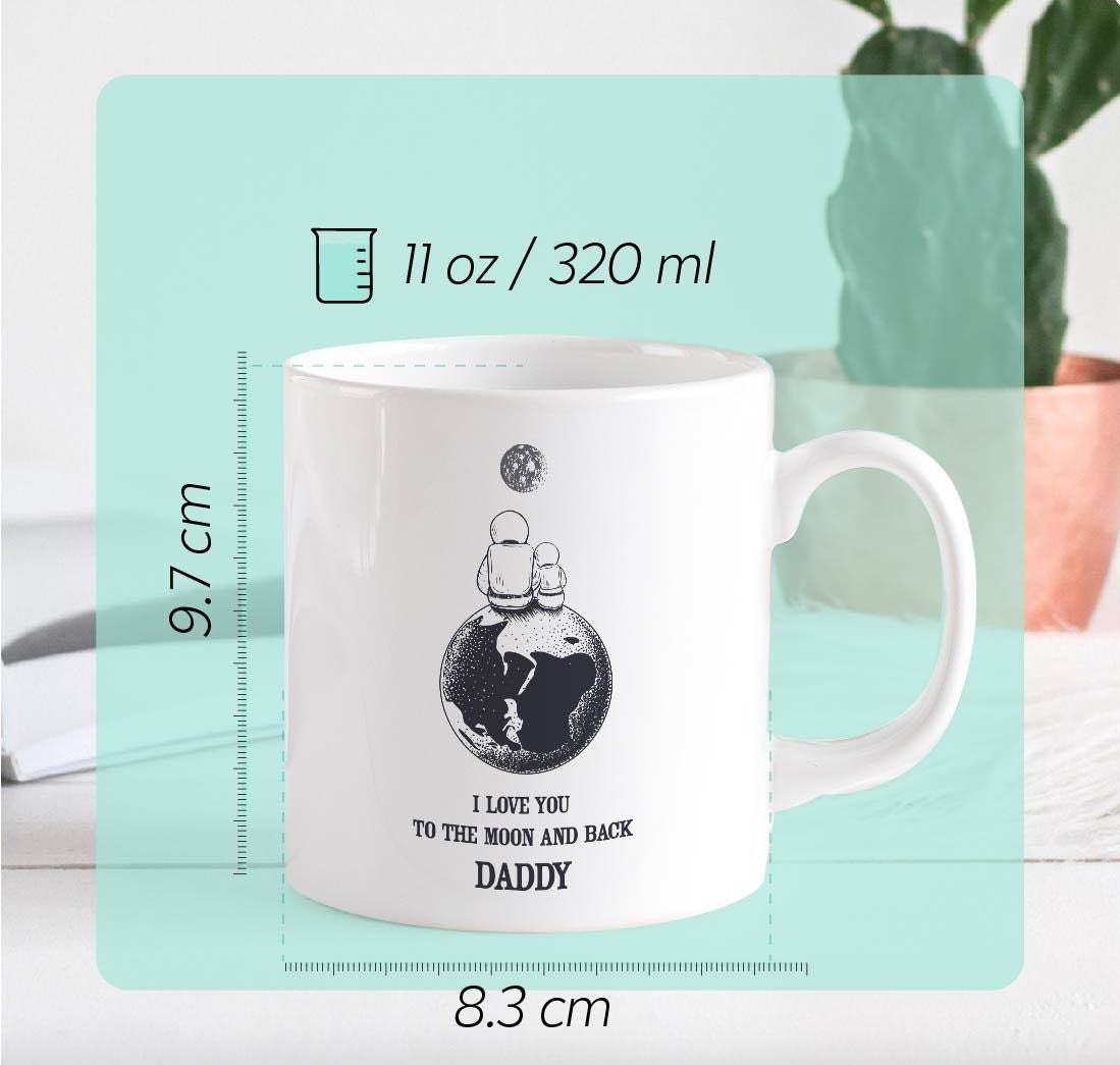 I love you to the moon and back Daddy mug, Moon and Astronaut Dad and Son