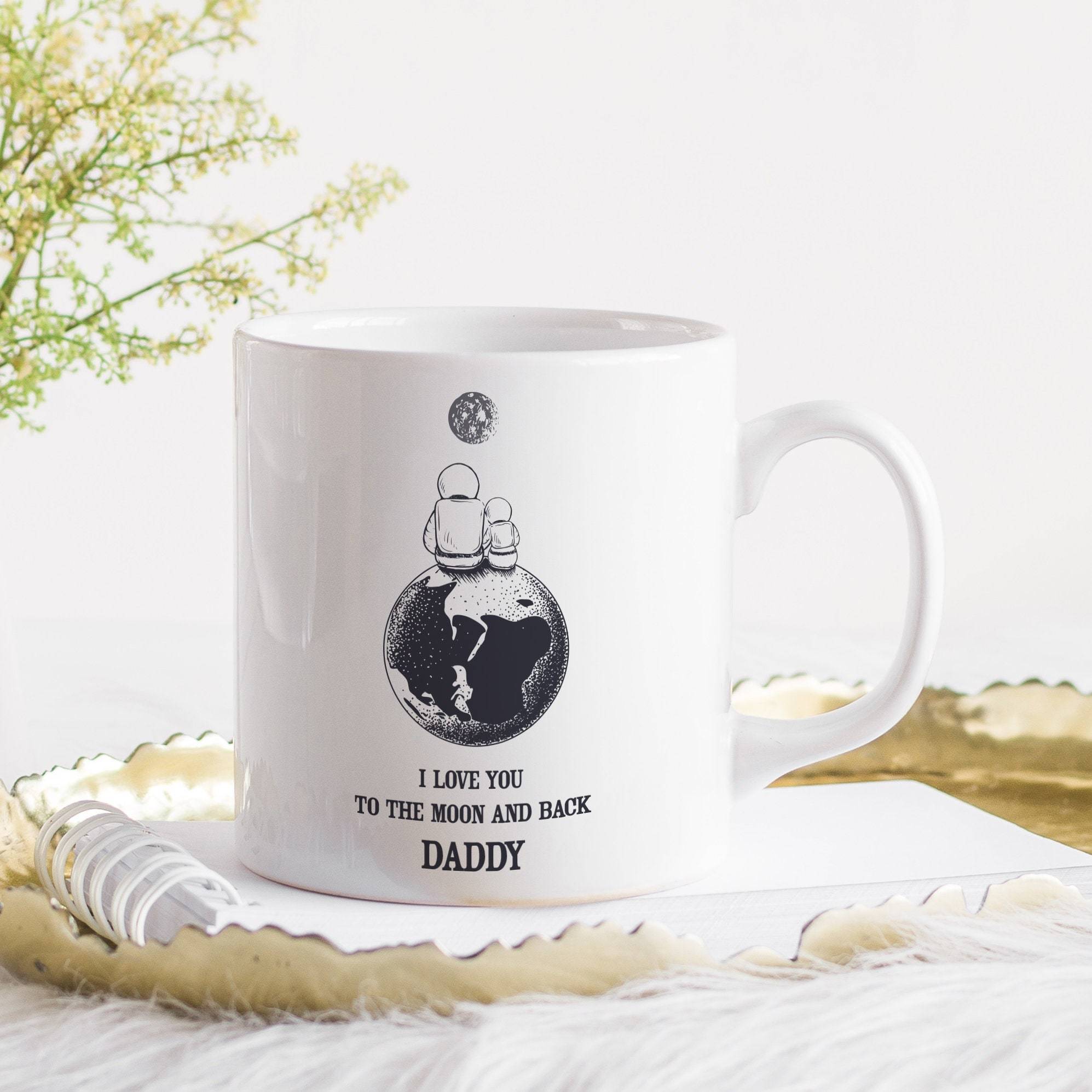 I love you to the moon and back Daddy mug, Moon and Astronaut Dad and Son