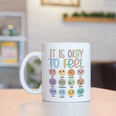It's Okay To Feel Mug, Mental Health Awareness Gift, Mug Of Positivity, Self Love Emotions