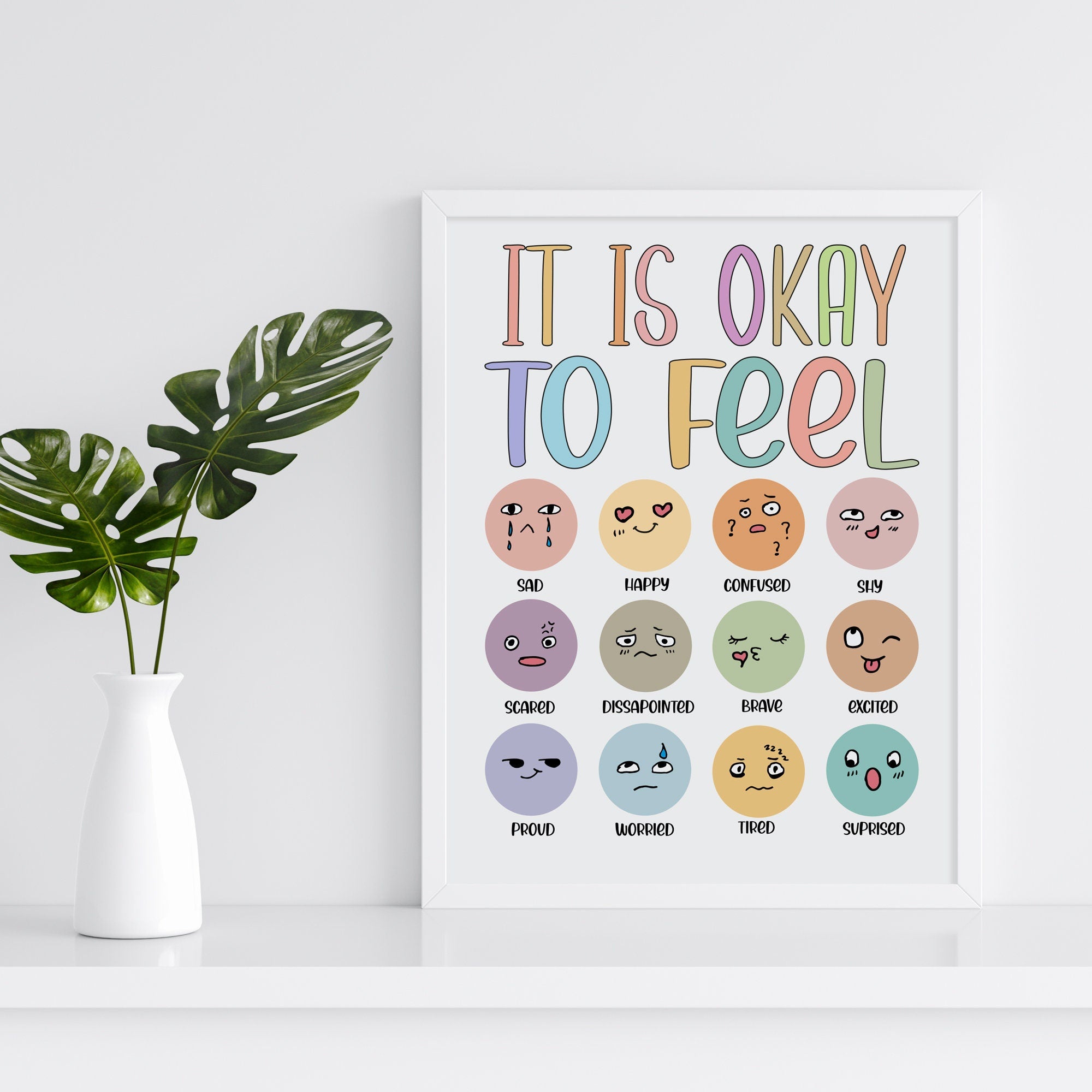 It's Okay To Feel Poster, Mental Health Awareness Gift, Positivity ...