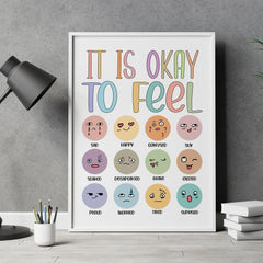 It's Okay To Feel Poster, Mental Health Awareness Gift, Positivity Print