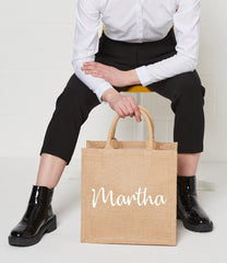 Jute Tote Bag w Name, Personalised gift for Her, Birthday Gift Christmas Gift Wedding Gift