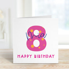 Kids Birthday Card with name and age, Envelope included, PINK or BLUE, Boy Girl Greeting For Kids Toddler Youth