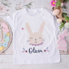 Kids Easter T-Shirt with name, Boy or girl design Cute Easter bunny, Children Tshirt 1st Easter Gift