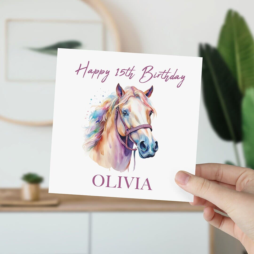 Kids Horse Design Birthday Card with Envelope, Boy Girl Greeting Card For Kids Toddler