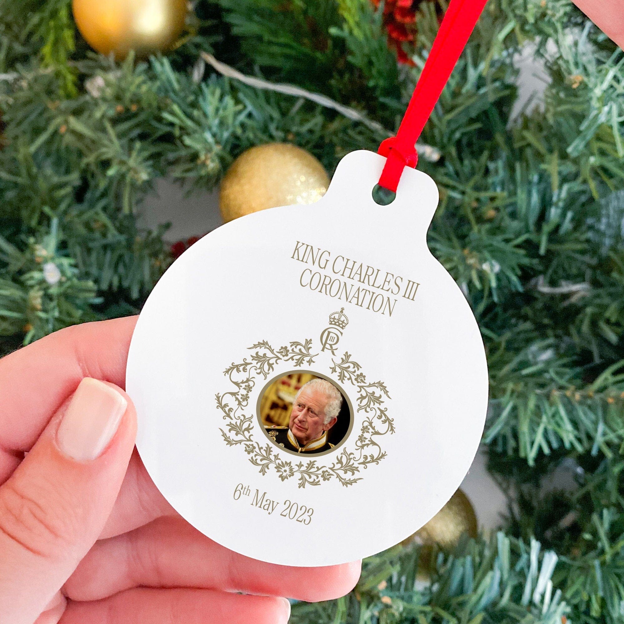 King Charles 3 Coronation ornament with King's photo, Gift for her him, King souvenir