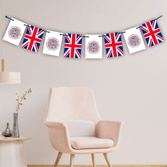 King Charles Coronation Celebration Banner with Official Emblem, Union Jack, The King's 2023 bunting flags