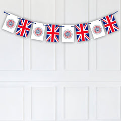 King Charles Coronation Celebration Banner with Official Emblem, Union Jack, The King's 2023 bunting flags