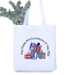 King Charles Coronation tote bag, Coronation shopping bag, Union Jack keepsake