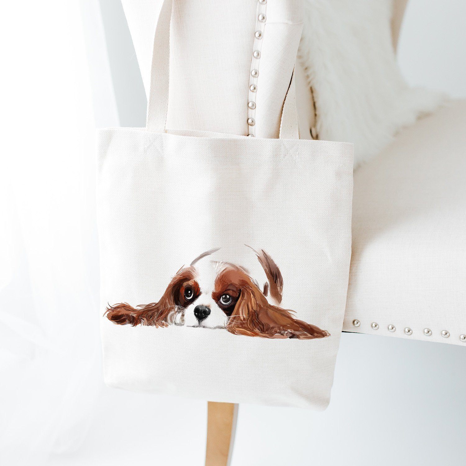 King Charles Spaniel Tote Bag, Dog Lover Birthday Gift, Gift For Her