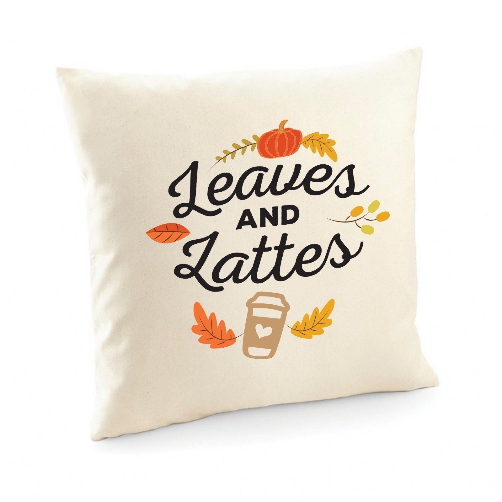 Leaves & Lattes cushion cover, Autumn decor, Fall cushion cover, Cosy decorations