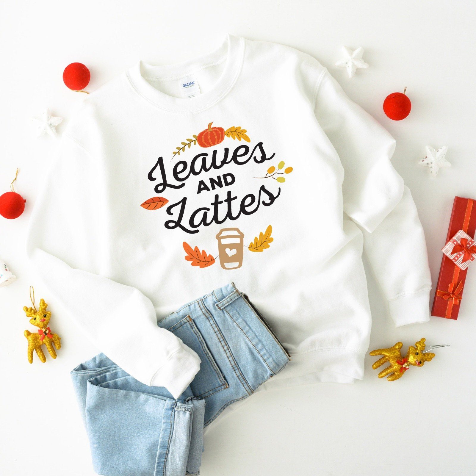 Leaves & Lattes jumper, Autumn jumper, Fall T-shirt