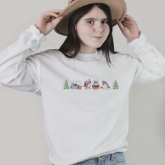 Little Penguins And Tree Christmas Jumper,Xmas Sweatshirt, Cosy Christmas Jumper For Women