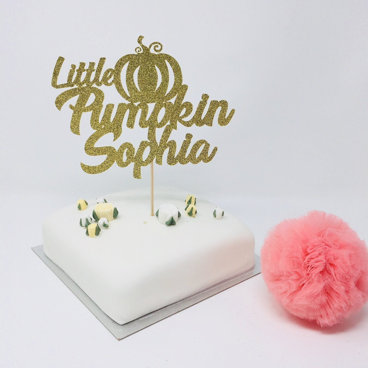Little Pumpkin Party Cake Topper with a Name