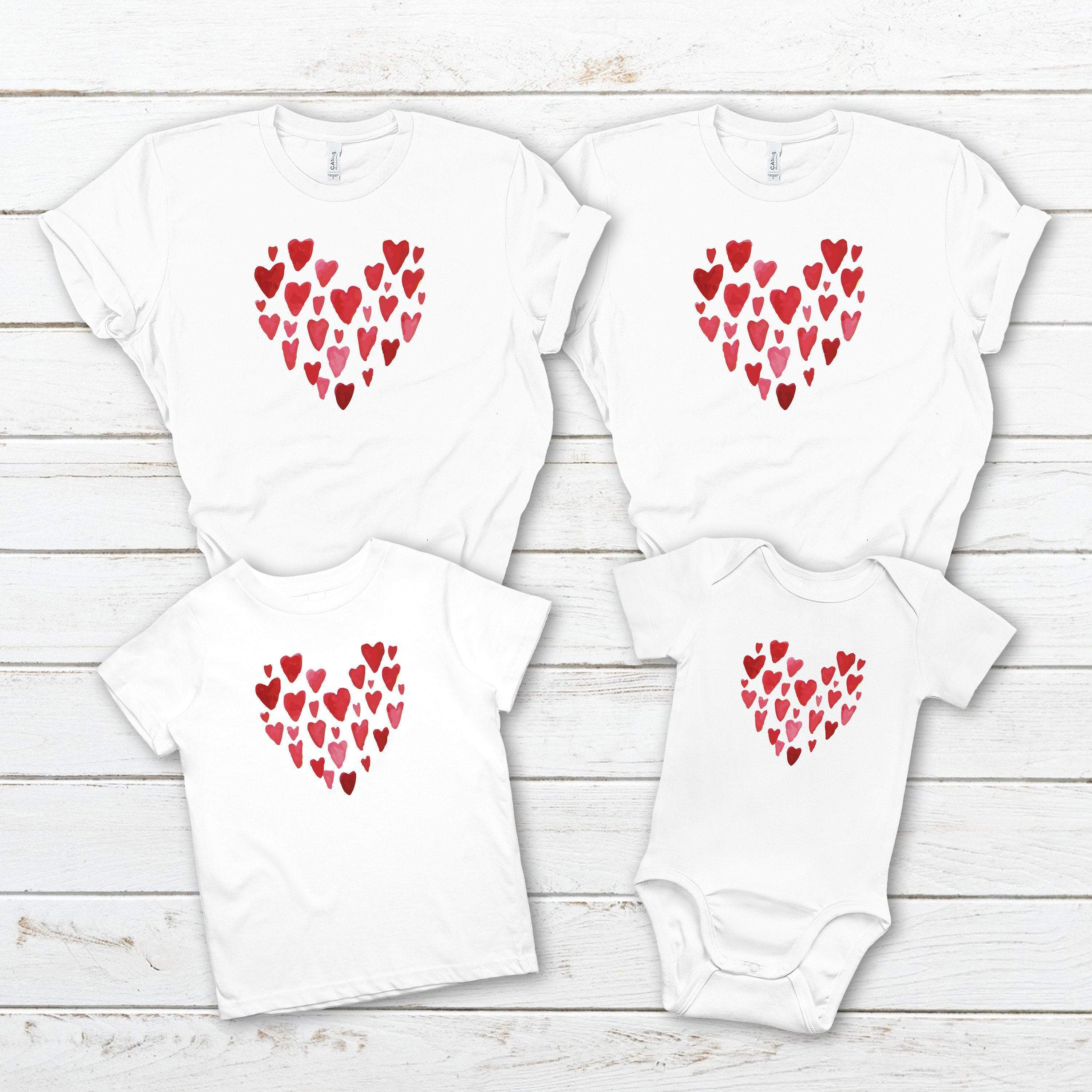 Love hearts matching Family Shirts, Valentine's days T shirt, First Valentine,Gift matching shirts