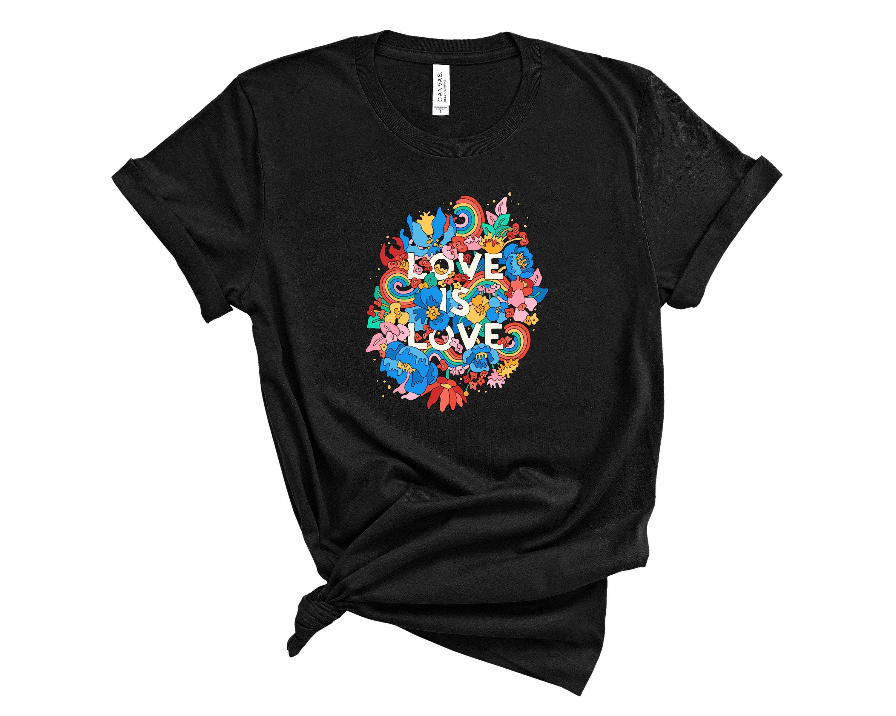 Love is love Pride t-shirt, UNISEX tee, Floral Rainbow pride tshirt , LGBTQ flag tshirt, Gay Pride gift