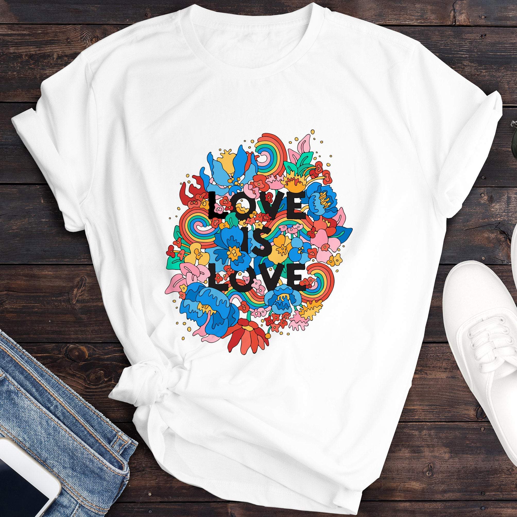 Love is love Pride t-shirt, UNISEX tee, Floral Rainbow pride tshirt , LGBTQ flag tshirt, Gay Pride gift